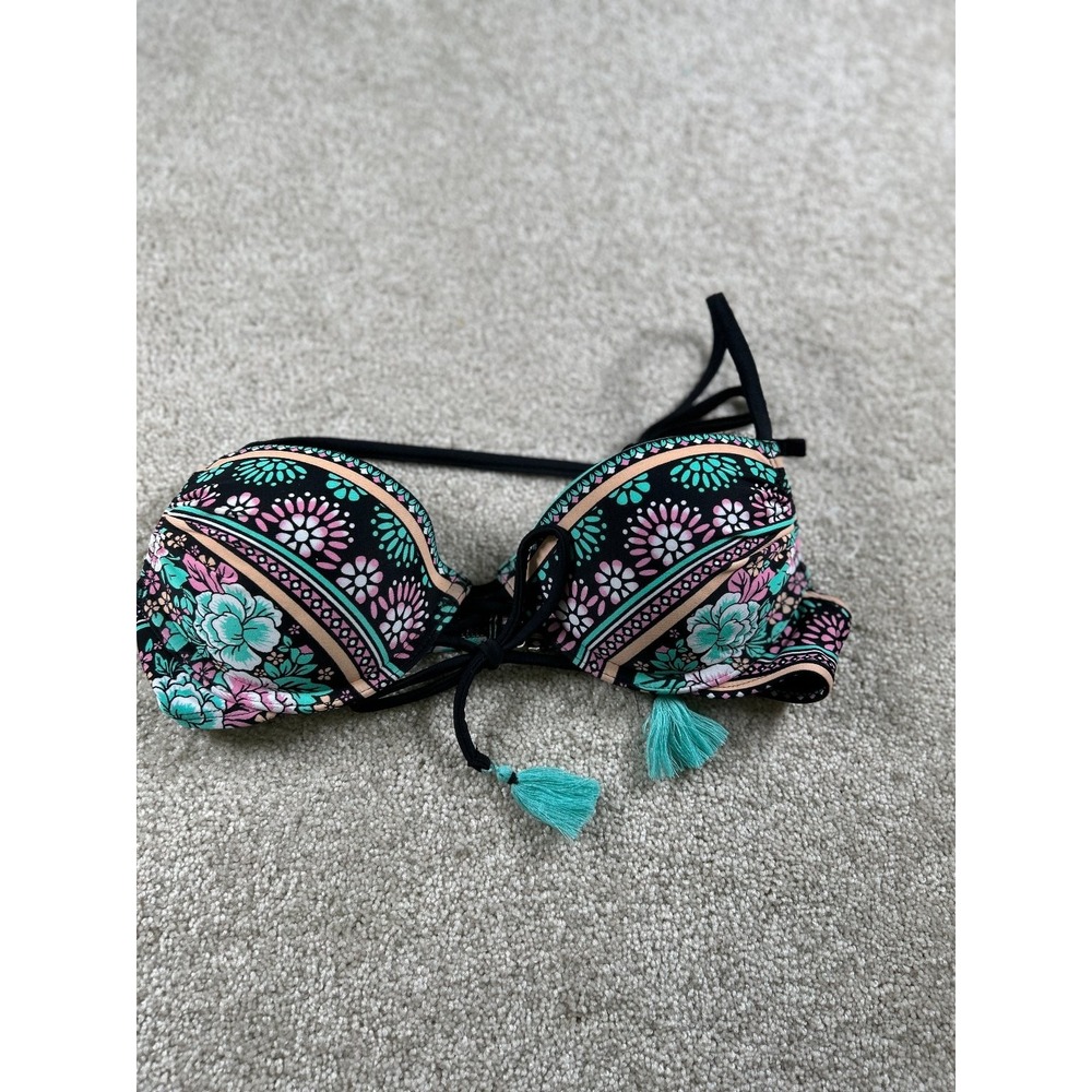 Xhilaration Women's Bikini Swim Top‎ S Floral Tassel Padded